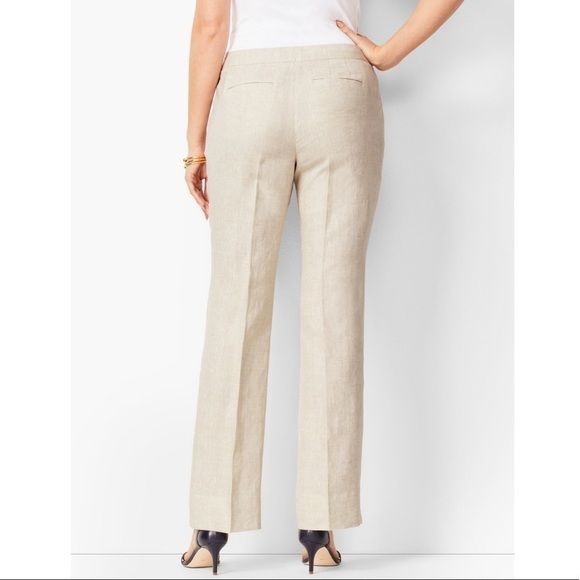 Talbots Windsor Linen Wide Leg Cream/Tan Pants 6P - Picture 3 of 11